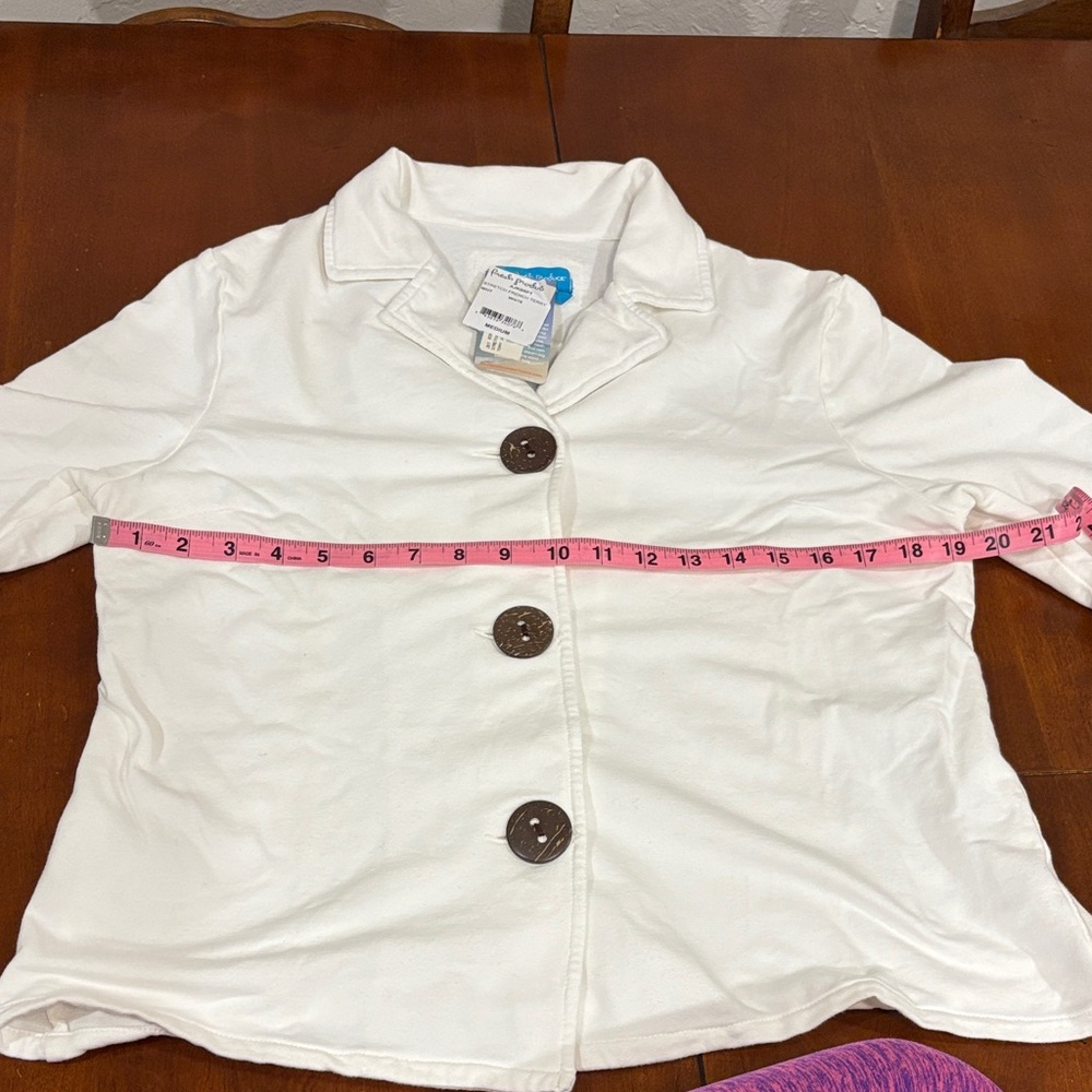 Fresh Produce White Jacket with Collar Dark Buttons. NWT - Picture 14 of 15